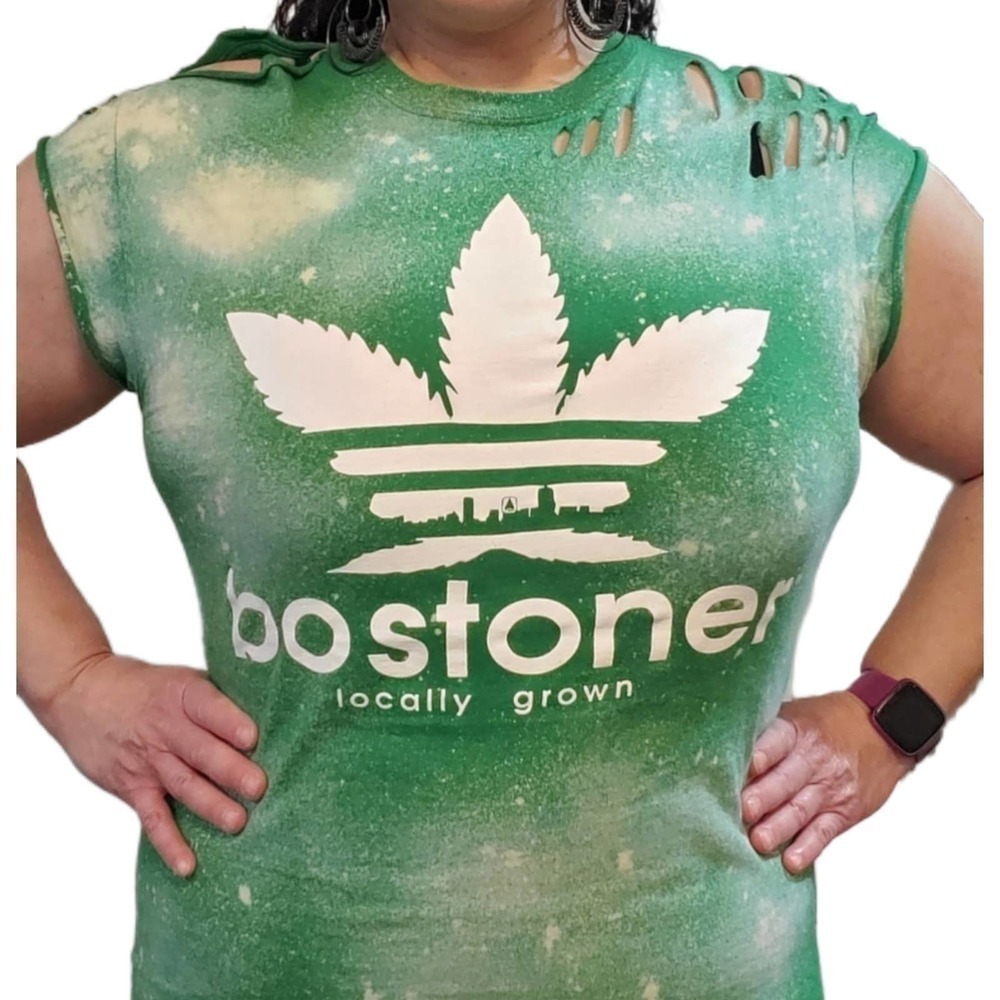 Gildan DIY BOSTONER Kelly Green Hemp Graphic Novelty Tee Shirt Men's Size Medium